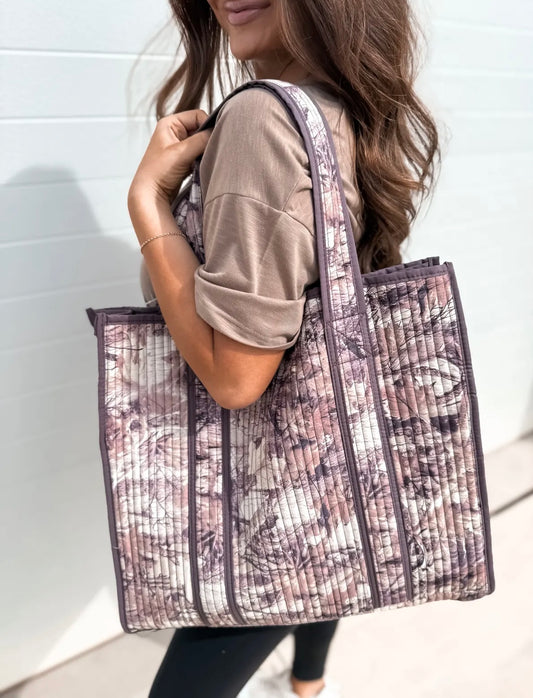 Dark Camo Quilted Tote