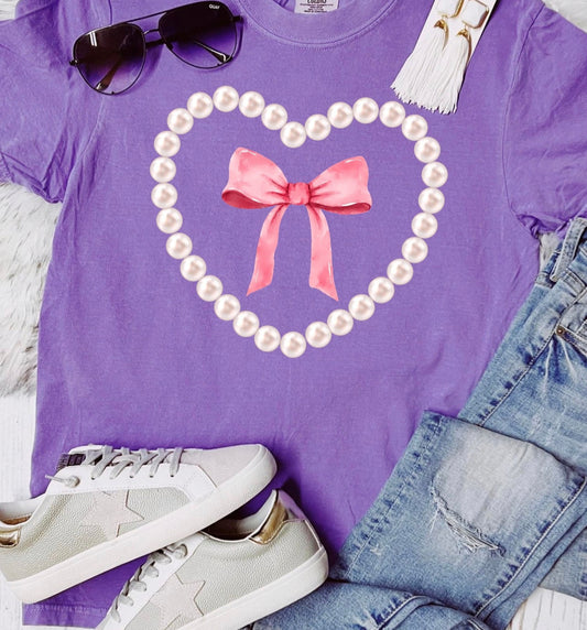 Heart Bow Pearls Tee