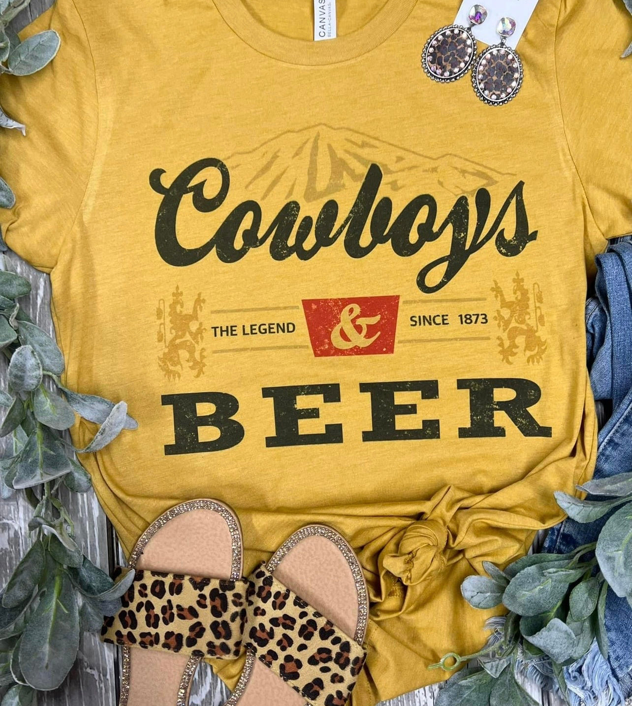 Cowboys & Beer Mustard Tee