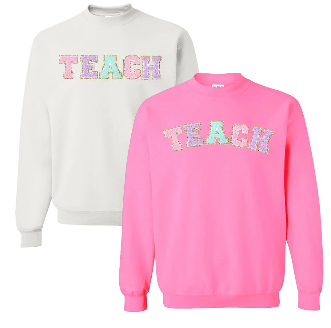 Pastel Teach Letter Patch Sweatshirt