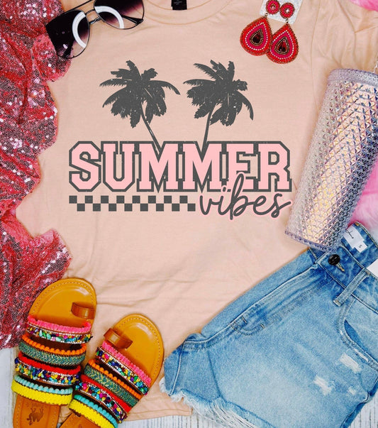 Summer Vibes Palm Peach Tee