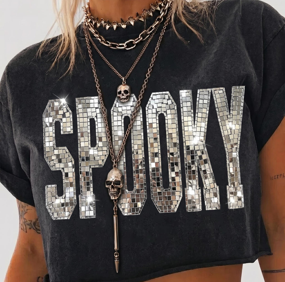 Spooky Faux Glitter Tee