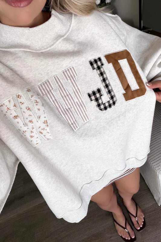 WWJD Patchwork Mockneck Sweatshirt