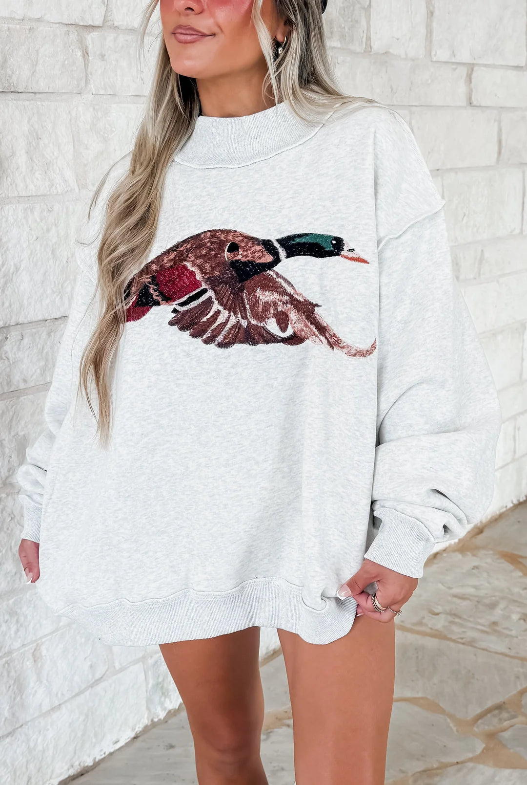 Mallard Ash Embroidered Mockneck