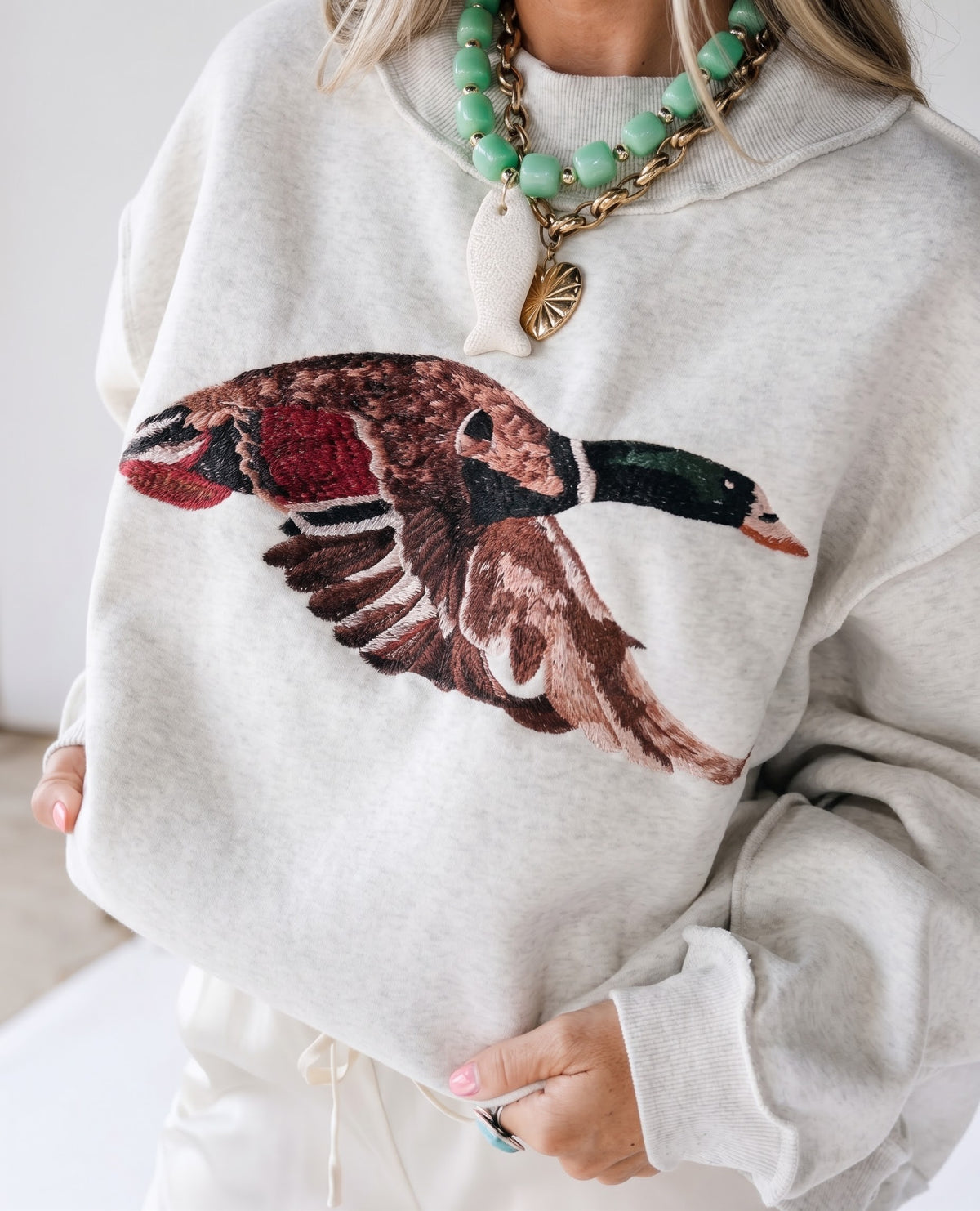 Mallard Ash Embroidered Mockneck