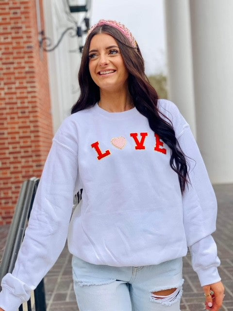 Love Heart Chenille Patch Sweatshirt