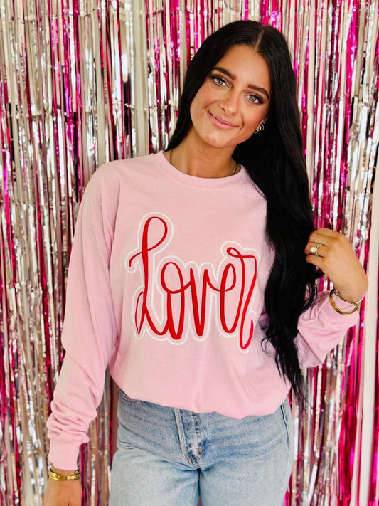 Lover Cursive Puff/Glitter Vinyl Longsleeve