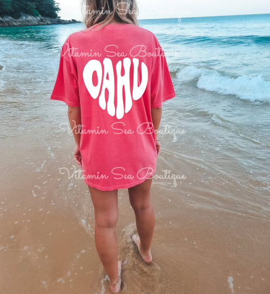 Oahu Heart Pink / White Tee