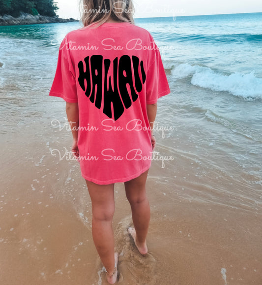 Hawaii Heart Pink / Black Tee