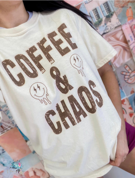 Coffee & Chaos Distressed Tee