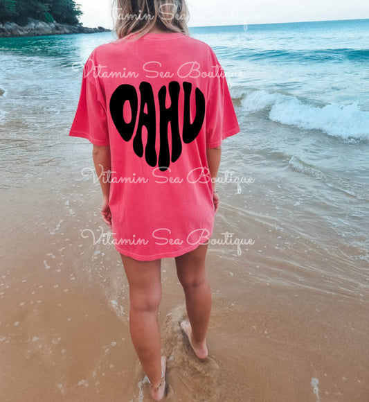 Oahu Heart Pink / Black Tee