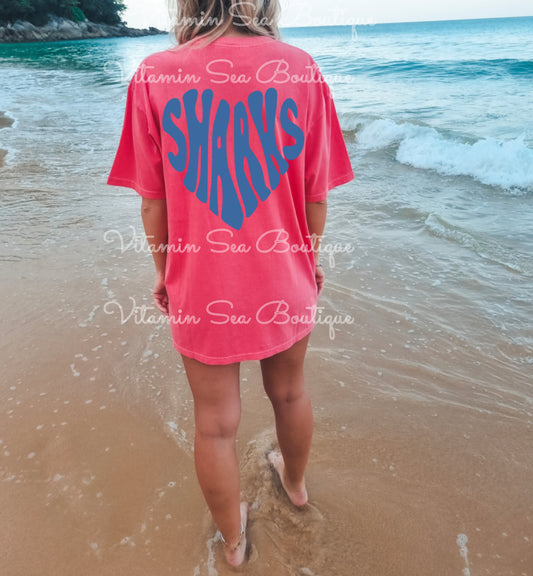 Shark Heart Pink / Blue Tee