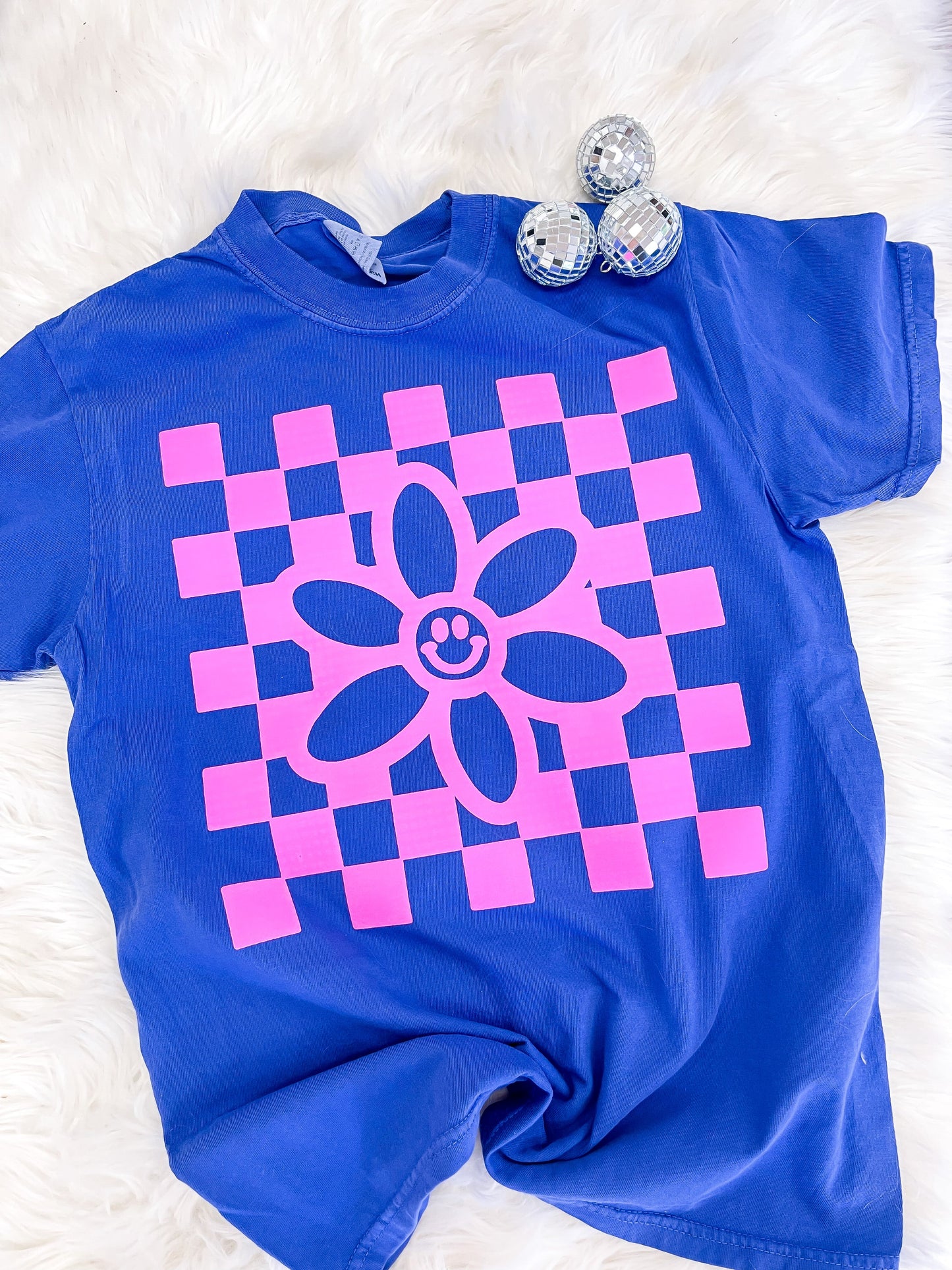 Retro Flower Checkered Tee