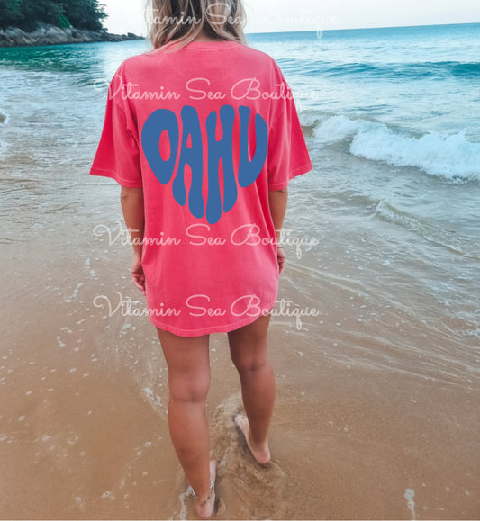 Oahu Heart Pink / Blue Tee