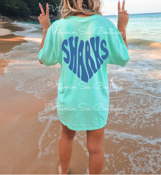 Shark Heart Teal / Blue Tee