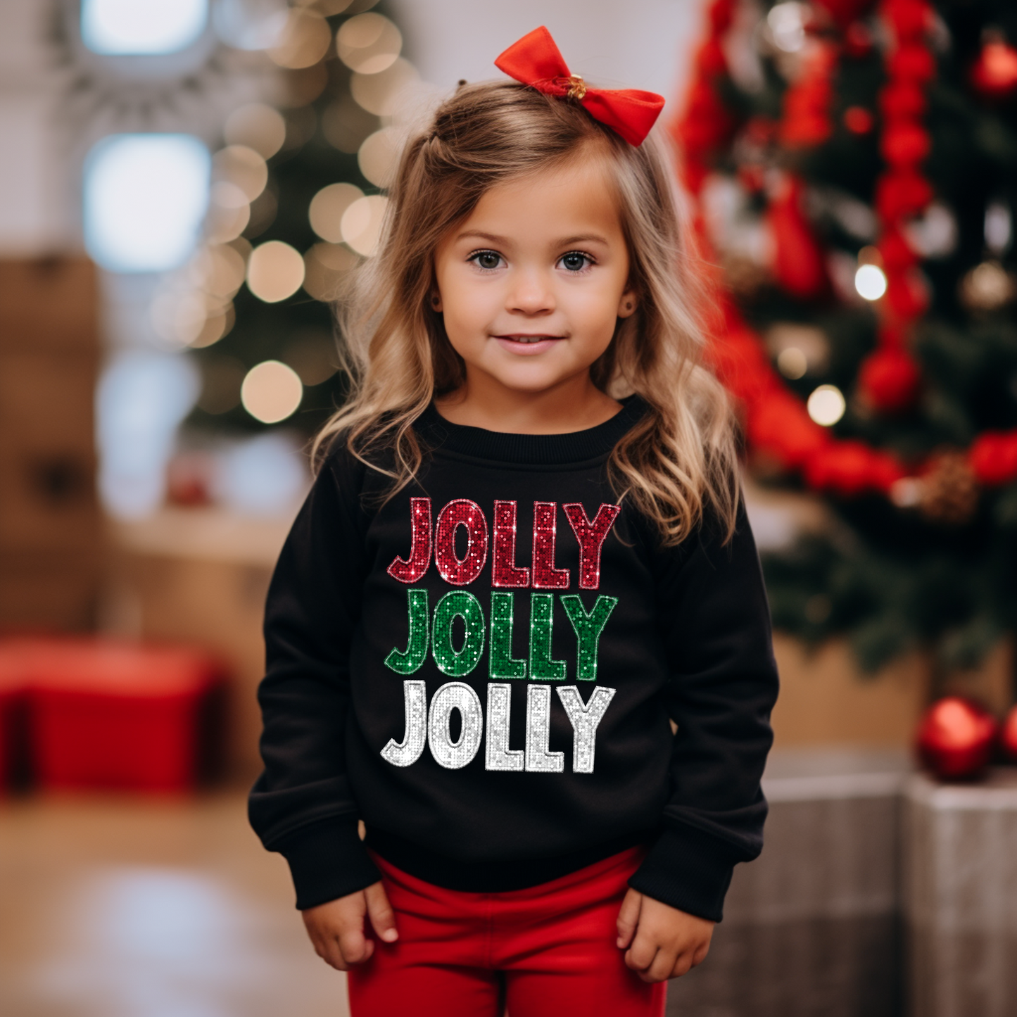 Faux Glitter Jolly - Long Sleeve Tee