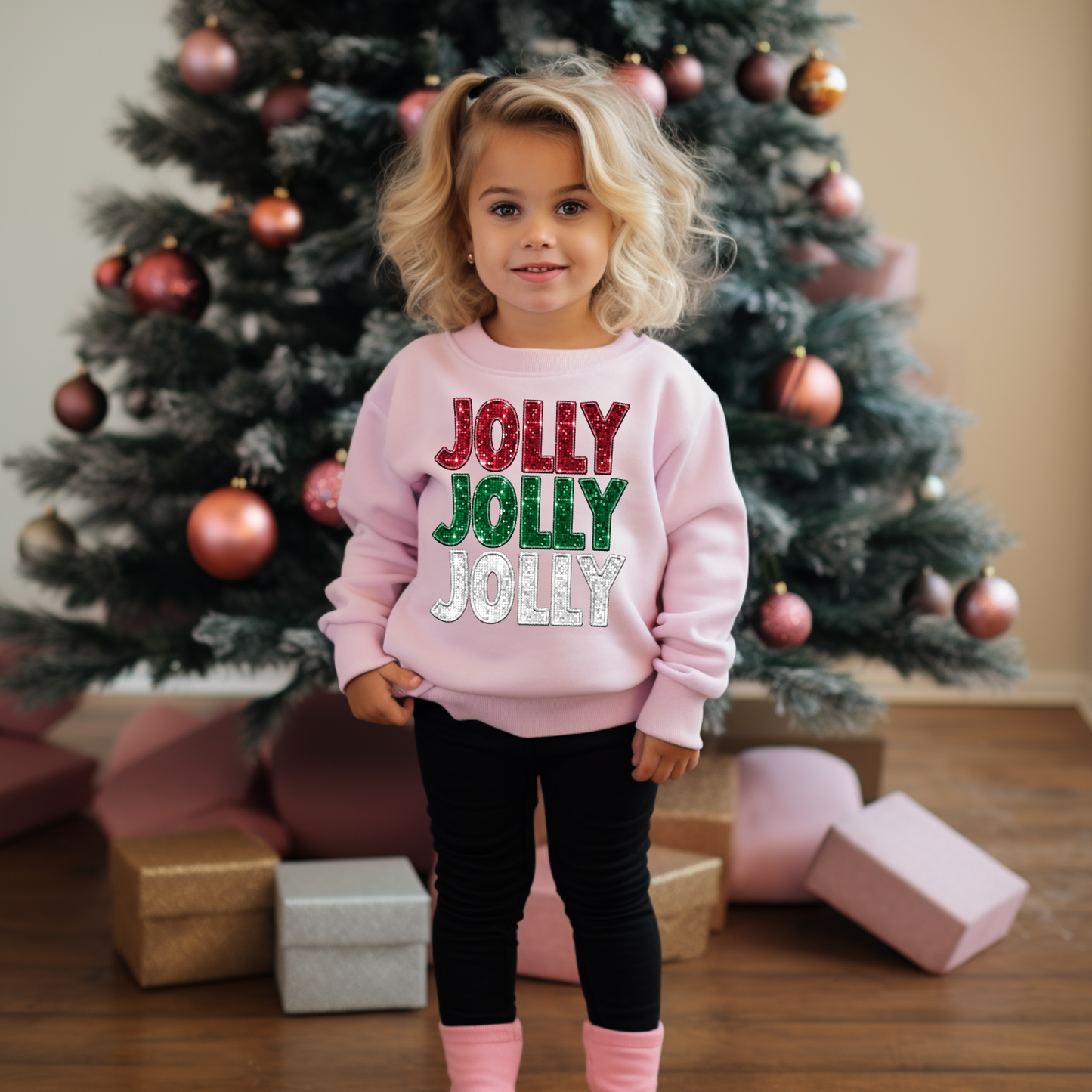 Faux Glitter Jolly Toddler - Sweatshirt