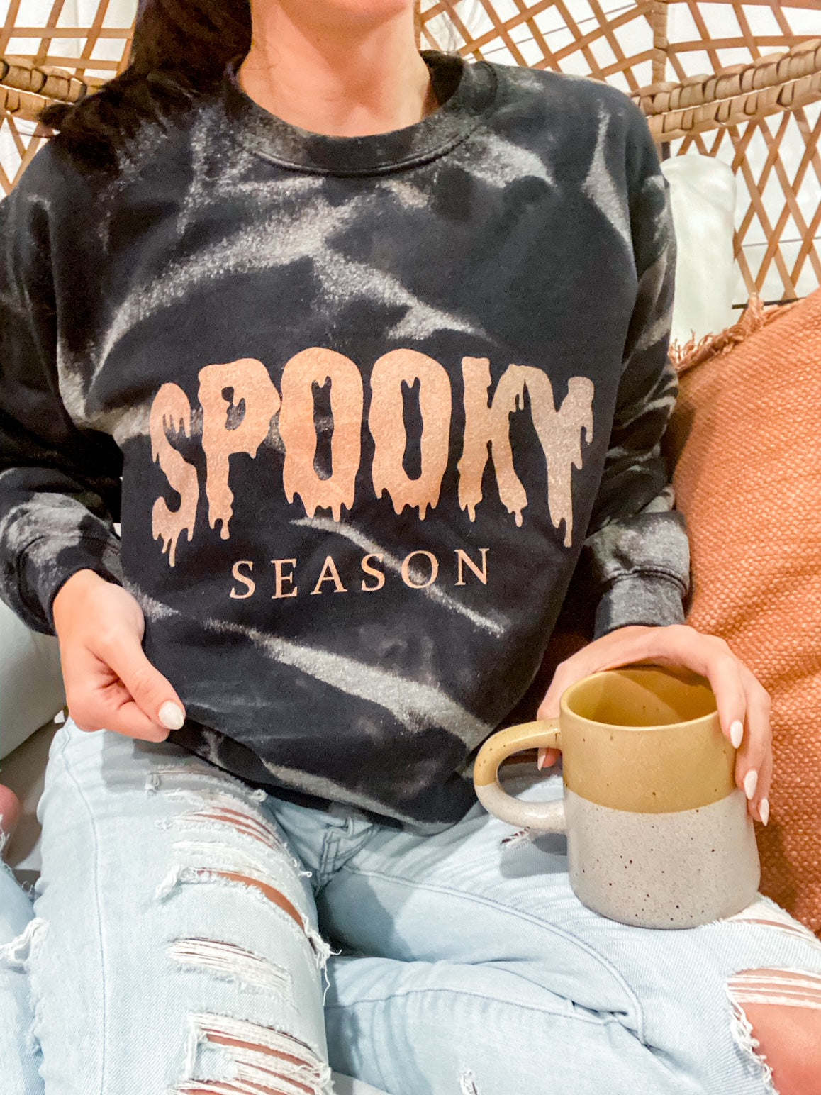 Spooky Season Black Bleached Sweatshirt