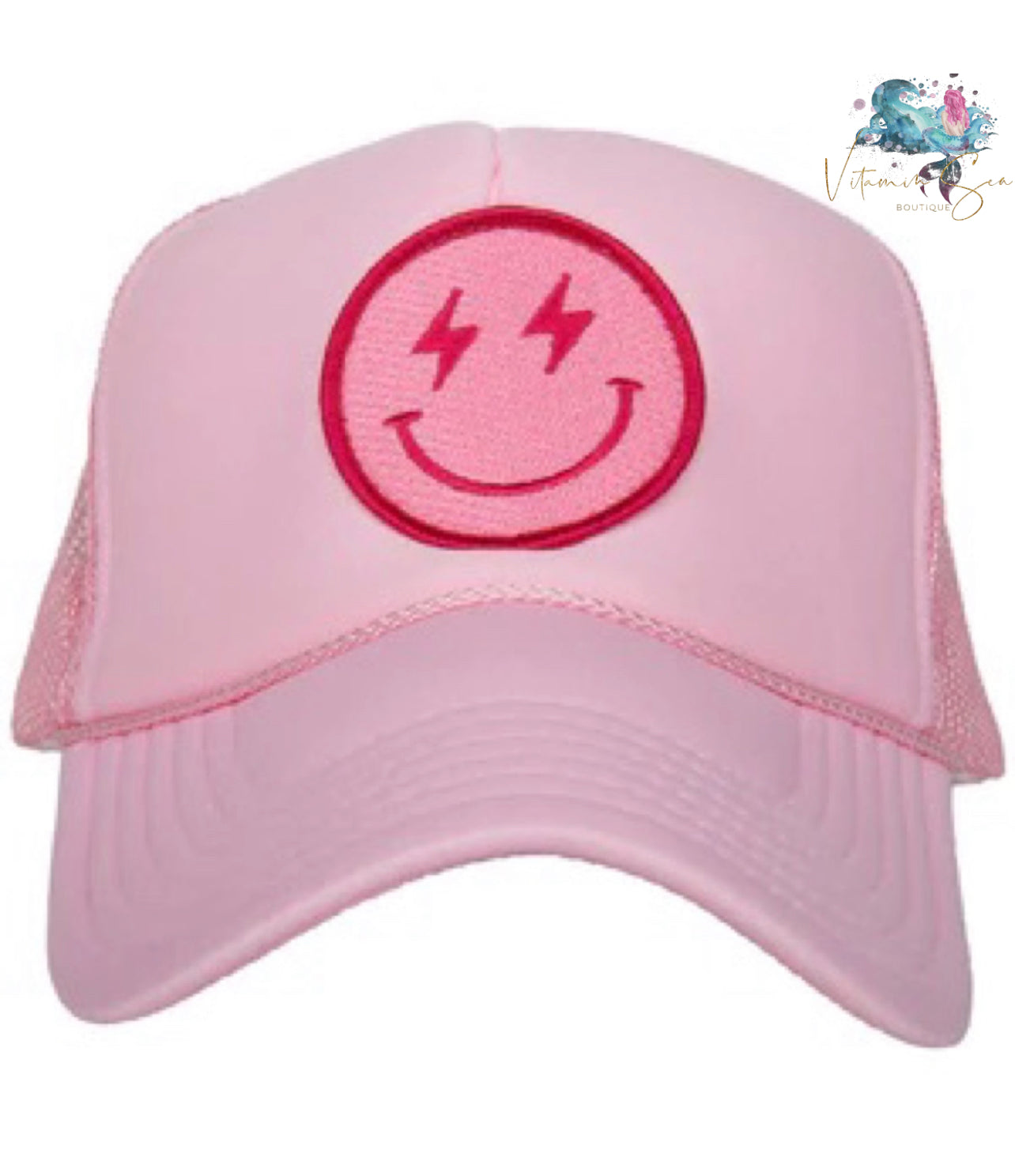 Smiley Lightning Trucker Hat (Hot Pink)