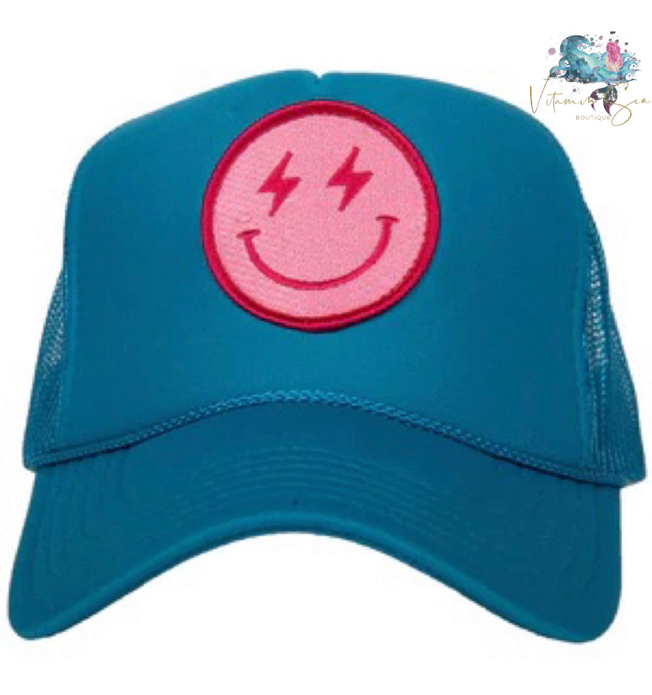 Smiley Lightning Trucker Hat (Hot Pink)