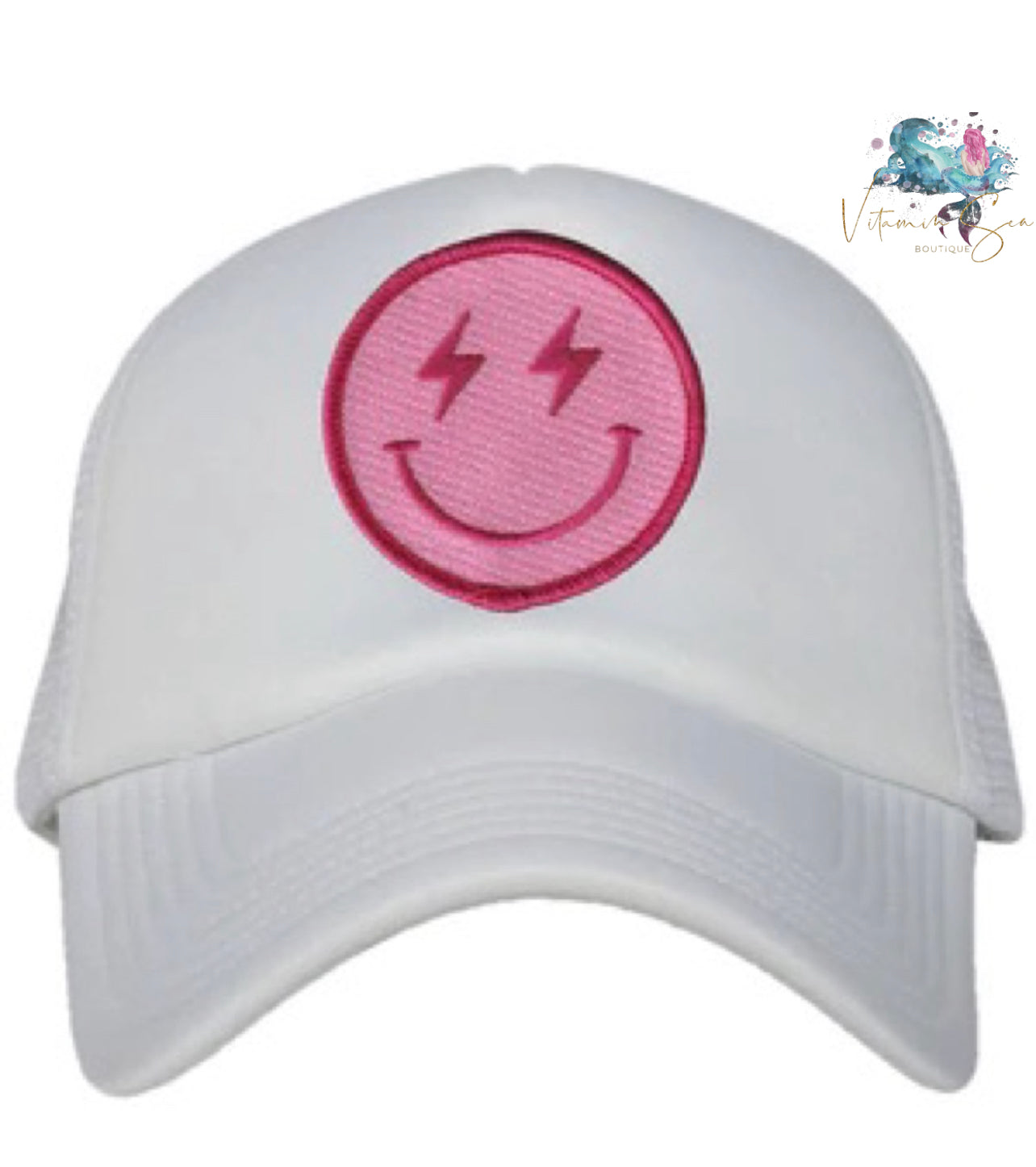 Smiley Lightning Trucker Hat (Hot Pink)