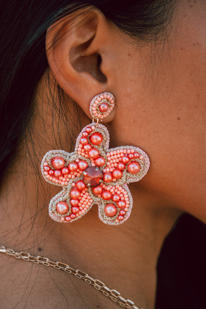 Pink Starfish Beaded Earrings