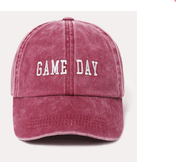 Game Day Embroidered Burgundy Weathered Baseball Cap