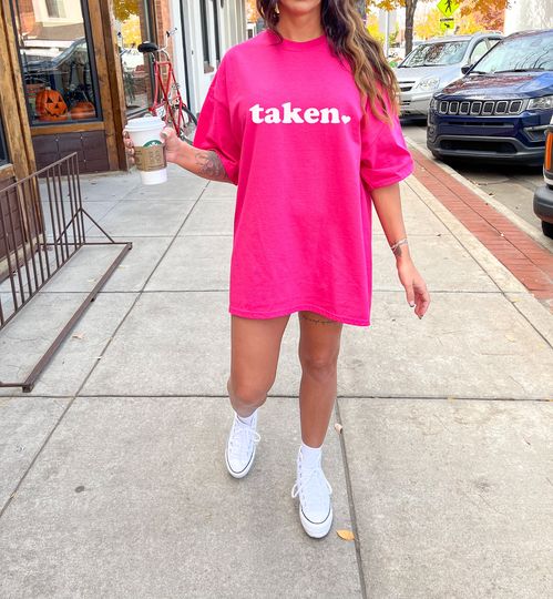 Taken Hot Pink Graphic T-Shirt Dress